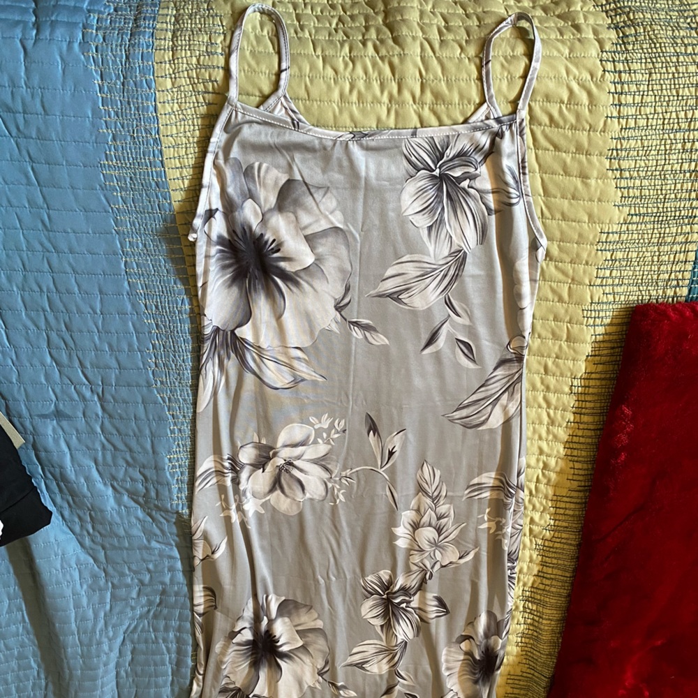 Grey Flowered Slip Dress